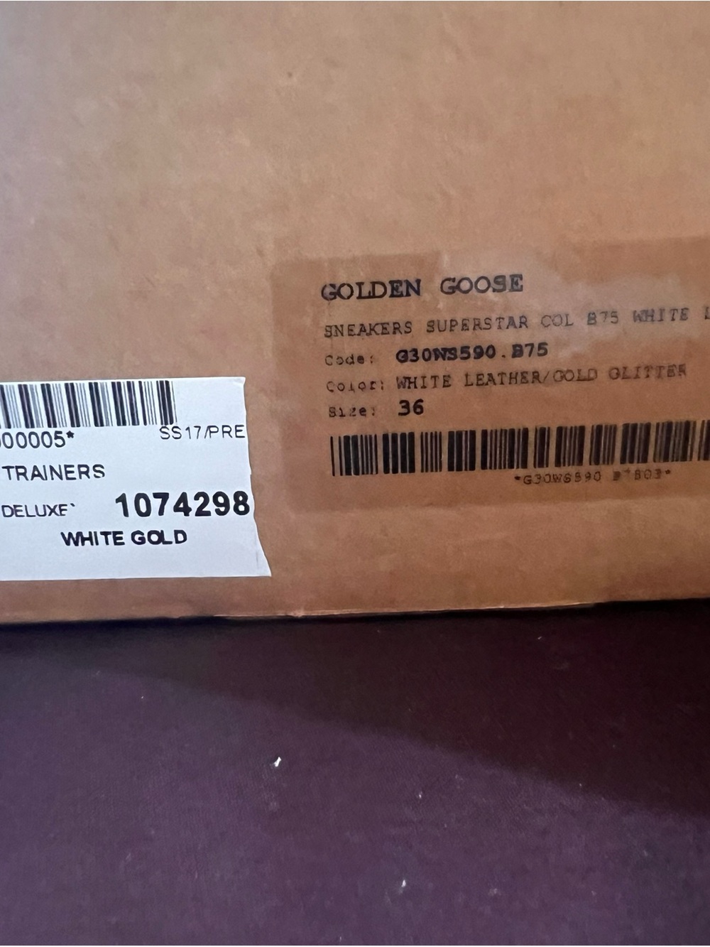 Golden Goose White Leather Sneakers with Gold Glitter Star. Superstar - Picture 4 of 7